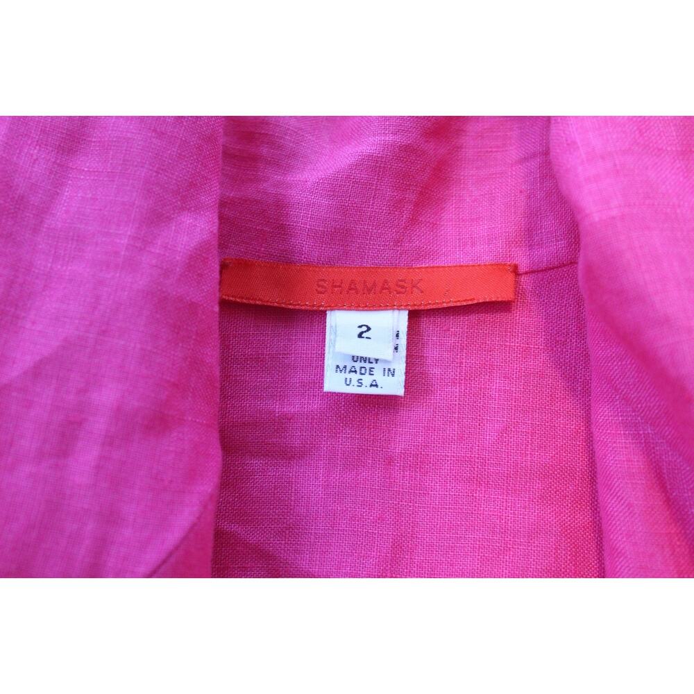 SHAMASK 100% Linen Jacket & Skirt Set Pink Size 2 3 Oversized Lagonlook Coastal - Picture 12 of 16